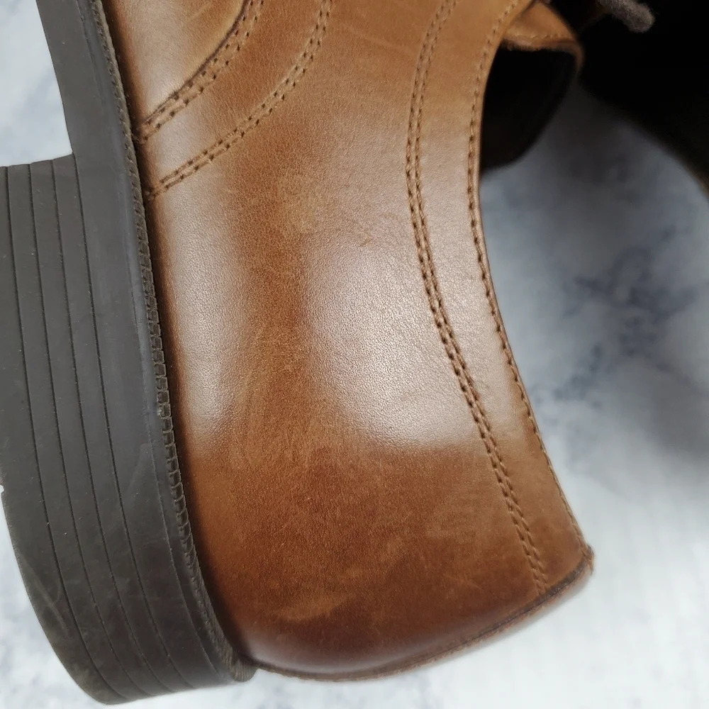Cole Haan 11.5 M Dustin Ca Ox II oxford Dress Shoes C24042 Tan Leather Lace‎ up